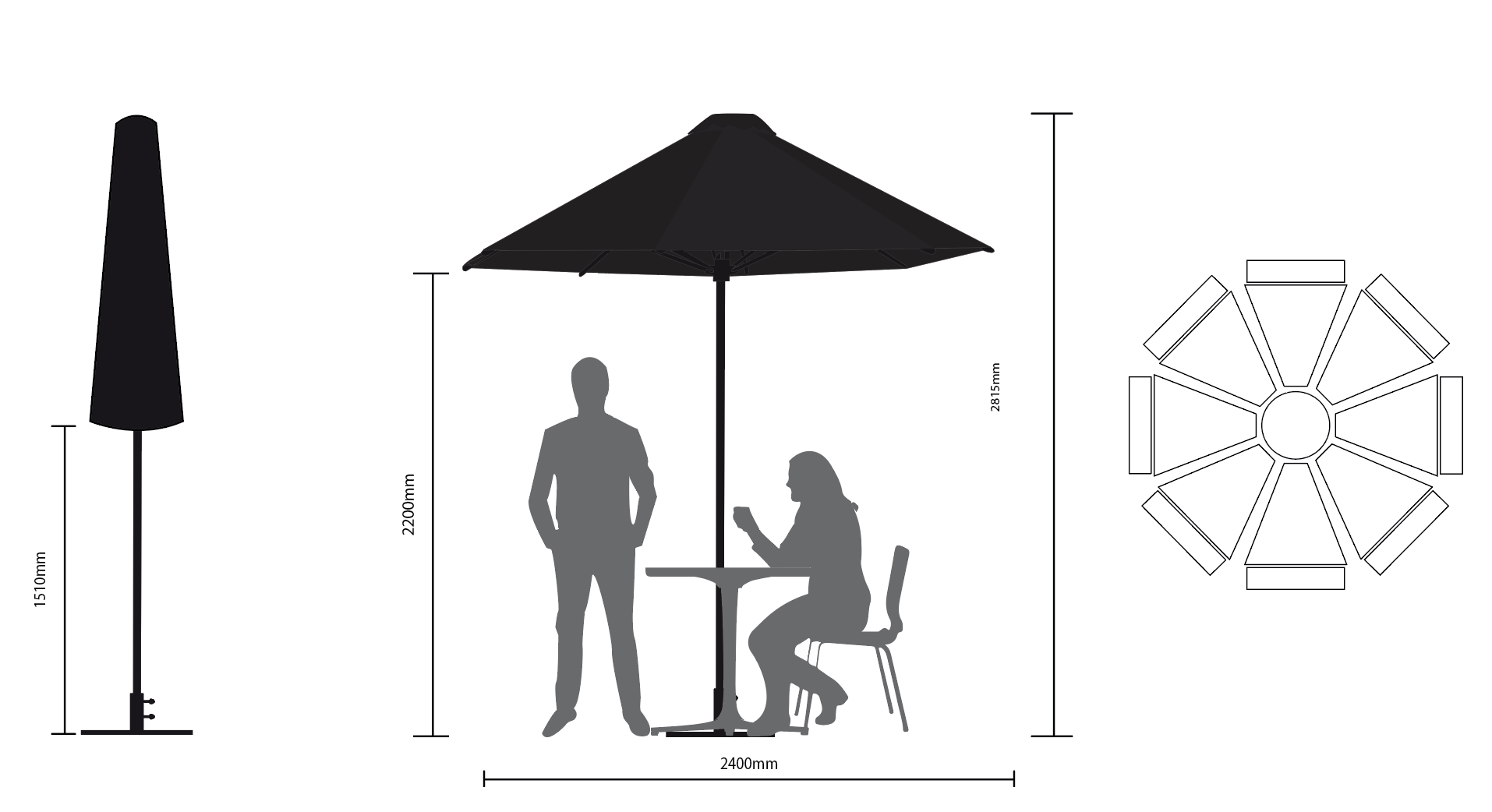 2.4m Cafe Umbrella OCT Specs