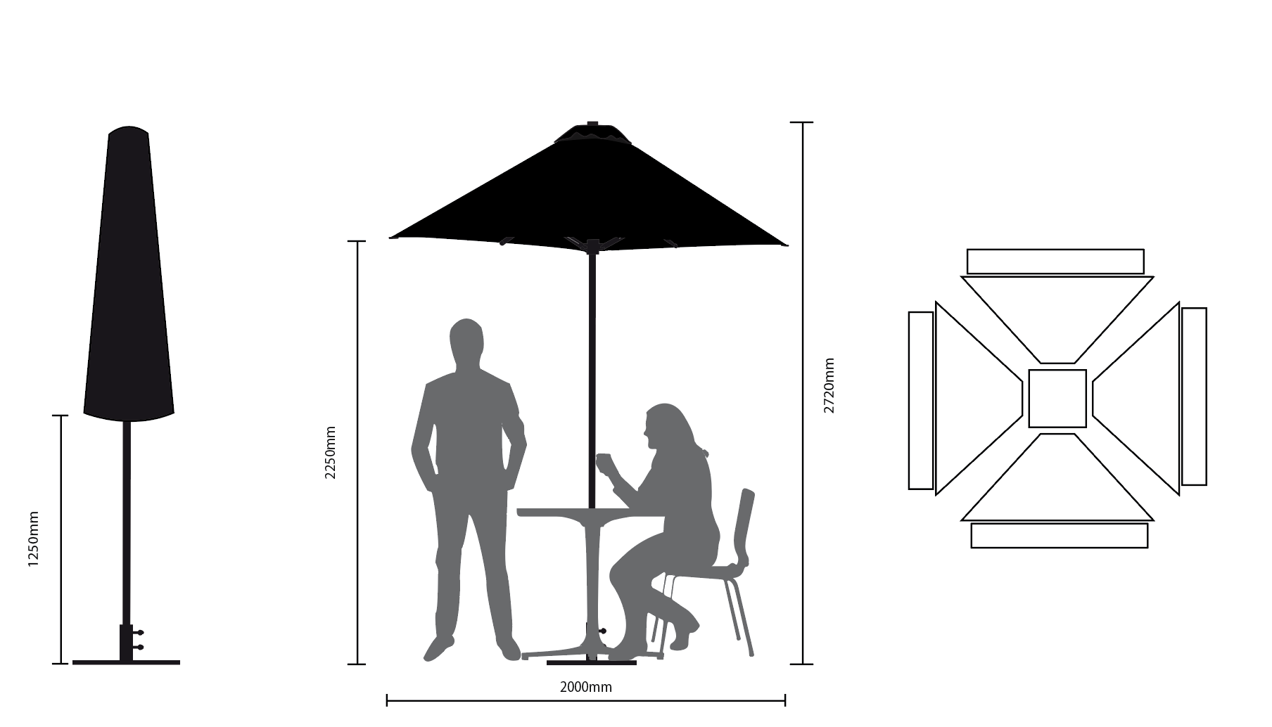 2m Cafe Umbrella SQ Specs